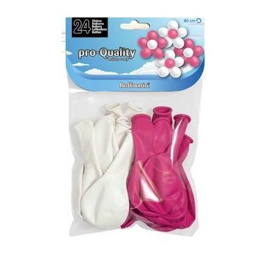 White flower and pink balloons 24u.