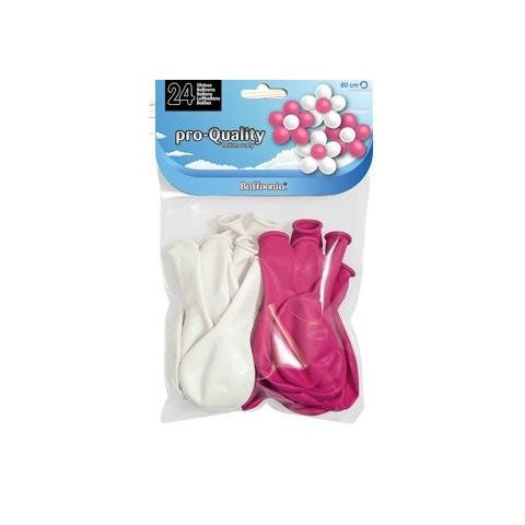 Globos flor blanca y rosa 24u.