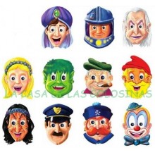 Cardboard masks Characters 24u.