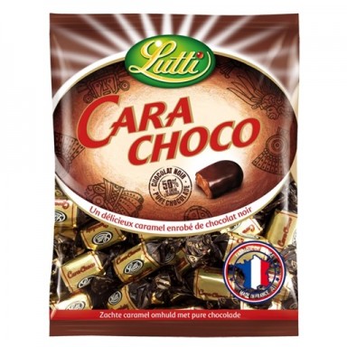Carachoco Lutti caramelo de toffee cubierto de chocolate negro.
