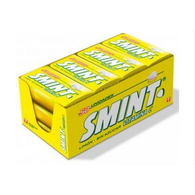 Smint tin sabor limon estuche 12 cajitas metálicas.