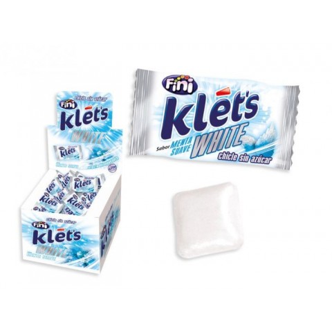 Chicle Klet's white menta suave sin azúcar Fini 200u. Chicle Klet's white menta suave sin azúcar Fini 200u.