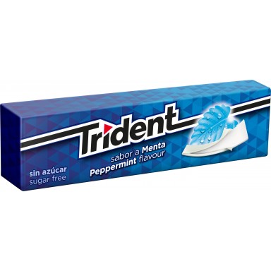 Trident stick bubble gum mint flavor.
