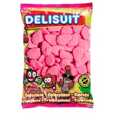 Caramelos de goma Delisuit Fresas aireadas bolsa 1kg.