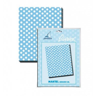 Blue tablecloth with polka dots