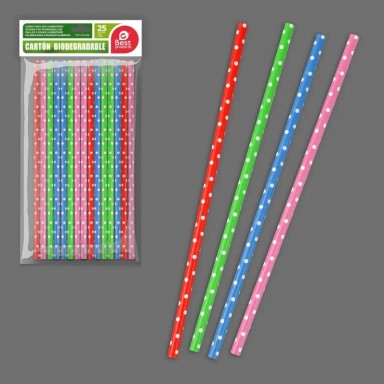 Cardboard straws with assorted colors 25u.