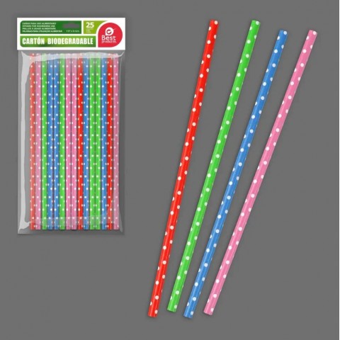 Cardboard straws with assorted colors 25u. Cardboard straws with assorted colors 25u.