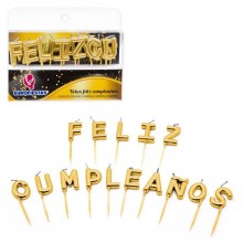 Velas Doradas Feliz Cumpleaños