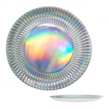 Platos Holograma en plata grande 6u.