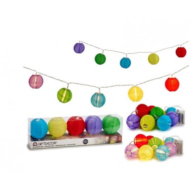 Guirnalda LED 5 Faroles Papel Colores