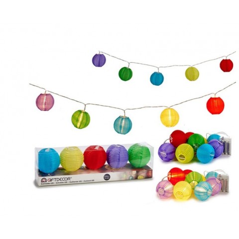 Guirnalda LED 5 Faroles Papel Colores Guirnalda LED 5 Faroles Papel Colores