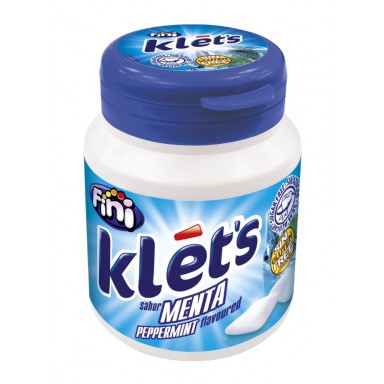 Chicles Klet's sin azúcar bolsita sabor menta 39 gramos.