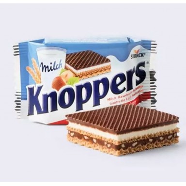 Barquillos Knopper rellenos de crema de leche y avellanas 24u.