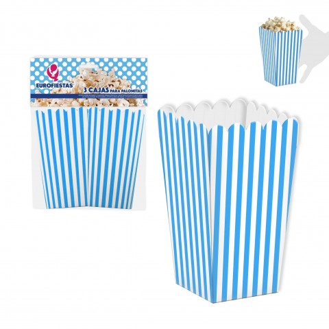 Pack 3 cajas azules para palomitas Pack 3 cajas azules para palomitas