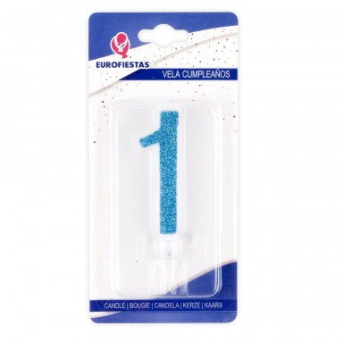 Blue glitter candle Nº1