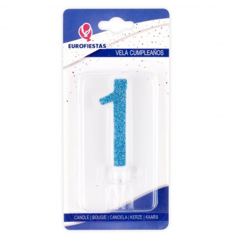 Vela Purpurina Azul Nº1 Vela Purpurina Azul Nº1