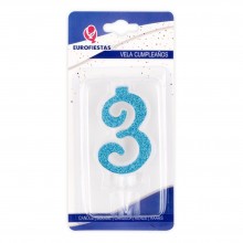 Vela Purpurina Azul Nº3