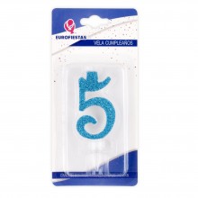 Blue glitter candle Nº5