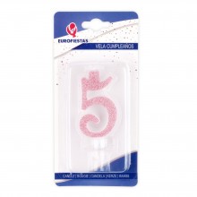 Pink glitter candle Nº5