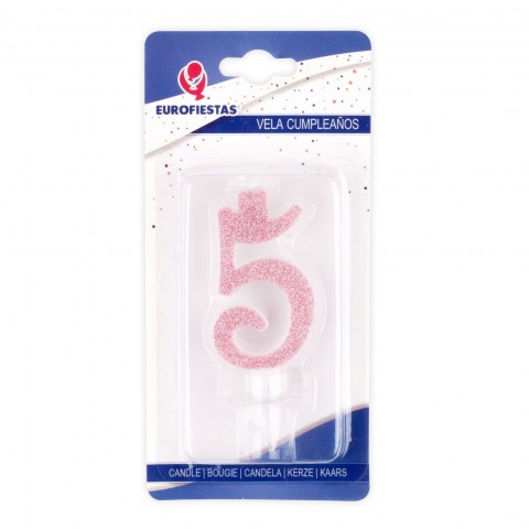 Pink glitter candle Nº5 Pink glitter candle Nº5