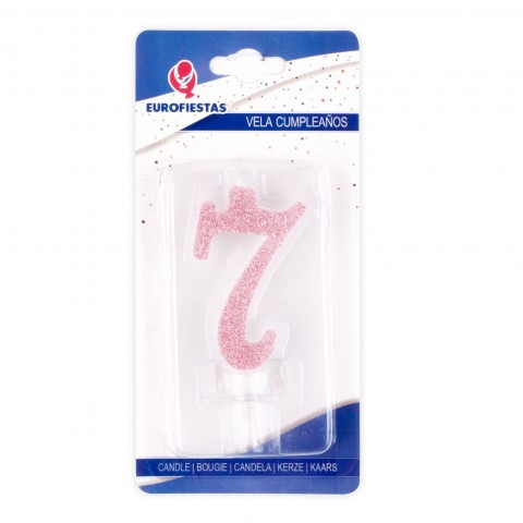 Pink glitter candle Nº7 Pink glitter candle Nº7