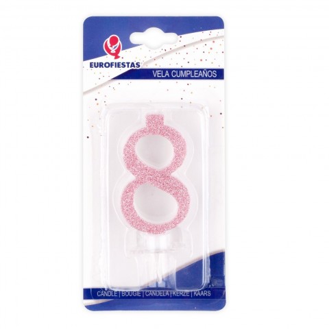 Pink glitter candle Nº8 Pink glitter candle Nº8