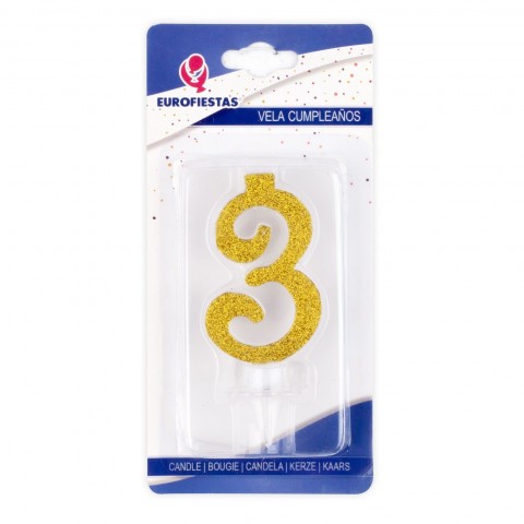 Gold glitter candle Nº3 Gold glitter candle Nº3