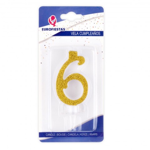 Gold glitter candle Nº6 Gold glitter candle Nº6