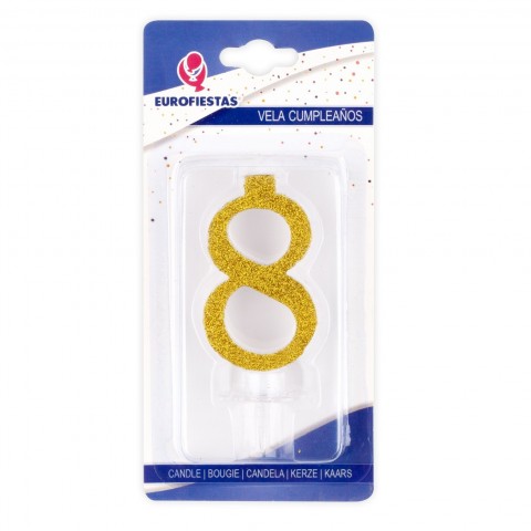 Gold glitter candle Nº8 Gold glitter candle Nº8