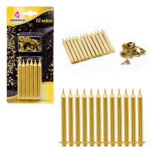 Velas oro con soporte 12u.