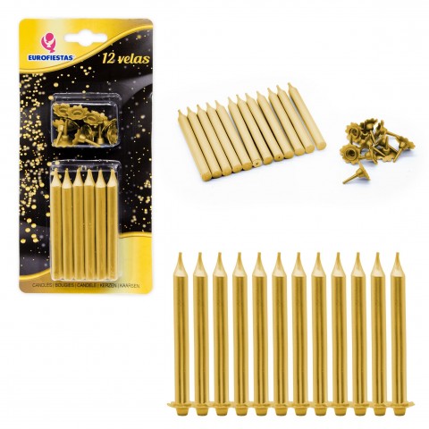 Gold candles with support 12u. Gold candles with support 12u.