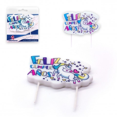 "Feliz cumple" candle unicorn 1u. "Feliz cumple" candle unicorn 1u.