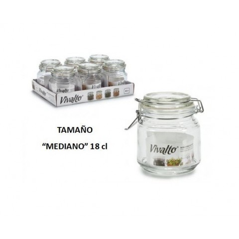 Tarro vidrio hermético con tapa mediano 18cl Tarro vidrio hermético con tapa mediano 18cl