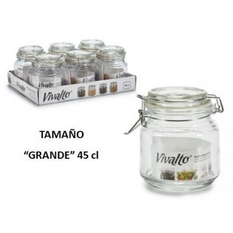 Tarro vidrio hermético con tapa grande 45cl Tarro vidrio hermético con tapa grande 45cl