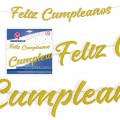 Garland "Feliz cumpleaños" gold glitter letters 1u.