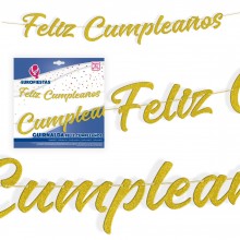Guirnalda Feliz Cumpleaños Letras Oro Purpurina 1u.