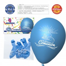 Blue balloons "Mi primera comunión" 6u.