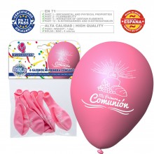 Pink balloons "Mi primera comunión" 6u.