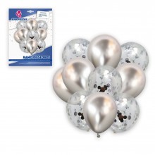 Silver balloon bouquet with 10 balloons