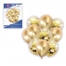 Gold balloon bouquet with 10 balloons