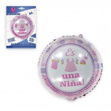Pink Polyamide balloon "Es una niña!" 45cm