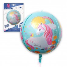Round Unicorn Polyamide Balloon 4D 60cm.