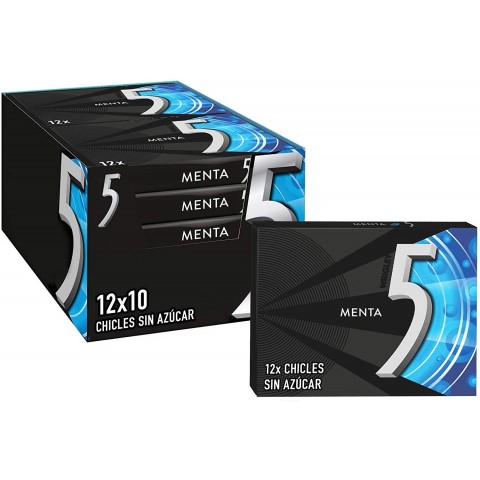 Chicle Five Menta 10 paquetes de 12 láminas. Chicle Five Menta 10 paquetes de 12 láminas.