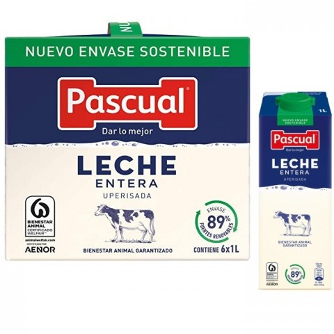 Leche ENTERA Pascual 1L pack 6 unidades Leche ENTERA Pascual 1L pack 6 unidades