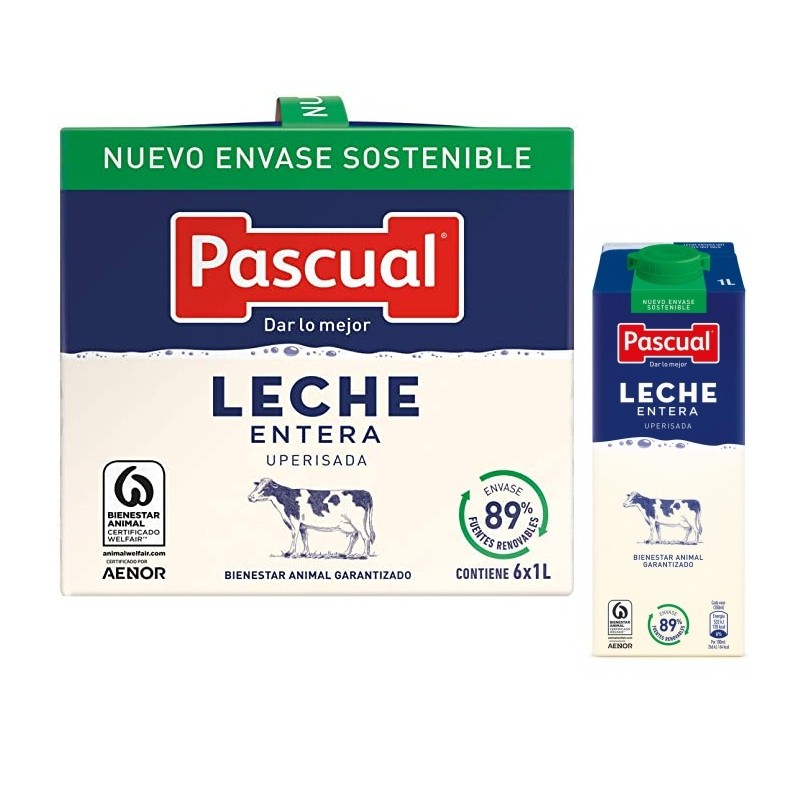 Leche Pascual entera 6 uds X 1L (solamente envíos en comunidad de madrid)  de Juan Gómez Selección