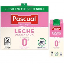 Leche DESNATADA Pascual 1L pack 6 unidades