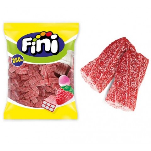 Caramelos de goma Fini bolsa Ladrillos fresa pica rellenos 250u. Caramelos de goma Fini bolsa Ladrillos fresa pica rellenos 250u.