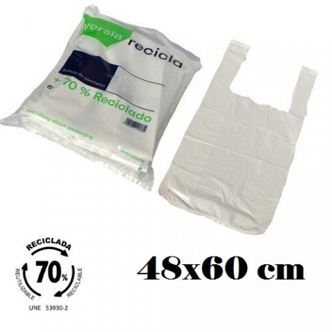 Bolsas blancas de plástico 70% reciclado 48x60cm 90u. Bolsas blancas de plástico 70% reciclado 48x60cm 90u.