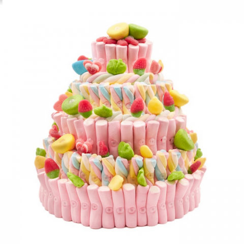 Moonlight Sweet: Tarta de Chuches/Gominolas para Cumpleaños de 500 Gramos- Tarta Golosinas para cualquier Celebracion .Tarta Sin Gluten (Pink Cake) :  : Alimentación y bebidas