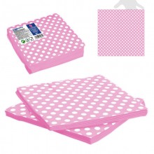 Tovaglioli rosa a pois 12u.